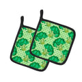 Watercolor Broccoli Pot Holder Set of 2 Heat Resistant Quilted Hot Pads 7.5 x 7.5 Inch, Insulated Kitchen Trivets for Cooking & Baking