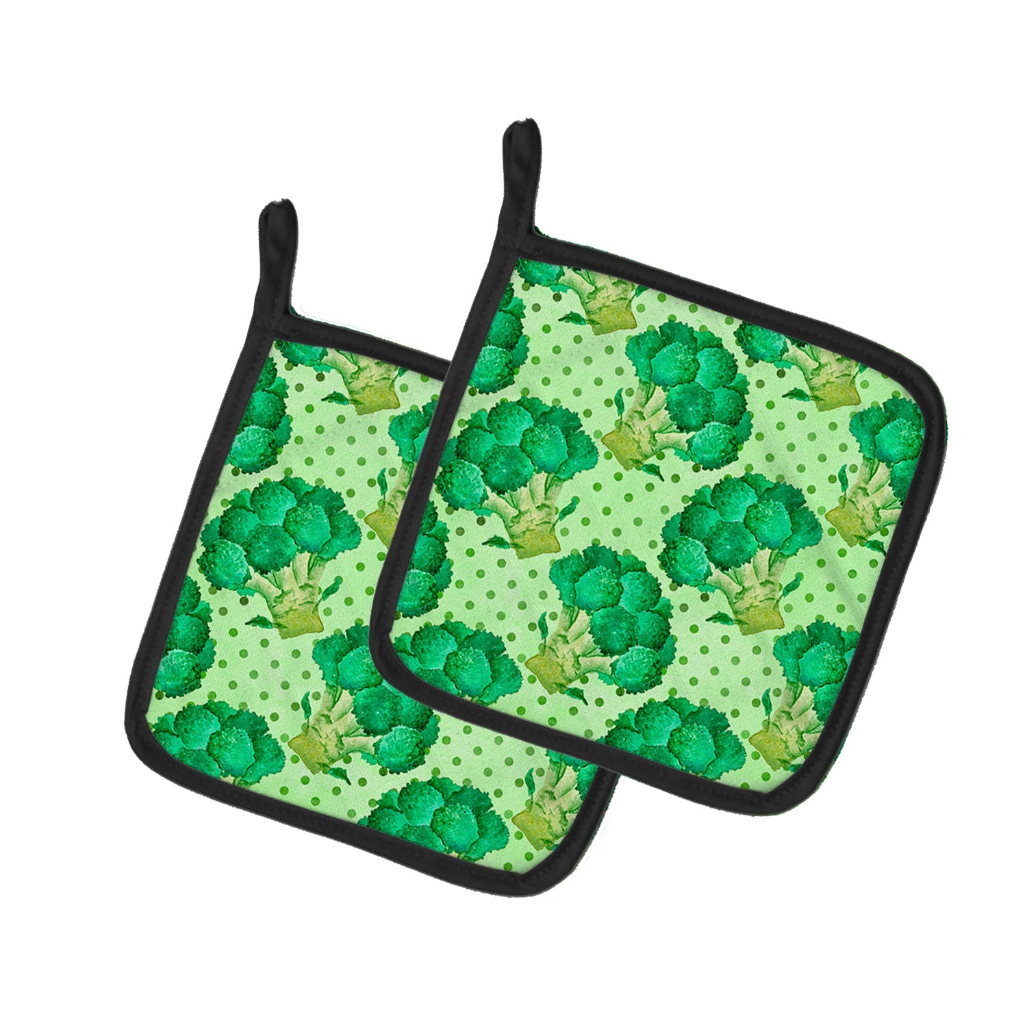 Watercolor Broccoli Pot Holder Set of 2 Heat Resistant Quilted Hot Pads 7.5 x 7.5 Inch, Insulated Kitchen Trivets for Cooking & Baking