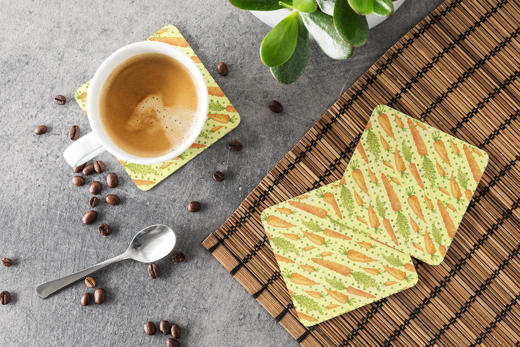 Watercolor Carrots Foam Coasters Set of 4 Cup Coasters for Indoor Outdoor, Tabletop Protection, Anti Slip, Mouse pad Material