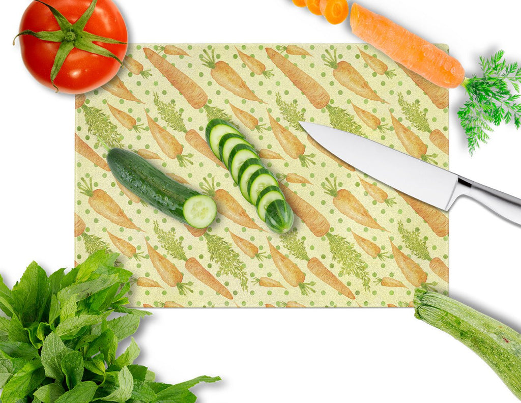 Watercolor Carrots Cutting Board Tempered Glass Kitchen Cutting Surface, Heat Resistant Chopping, Non-Slip Feet, Food Prep & Serving