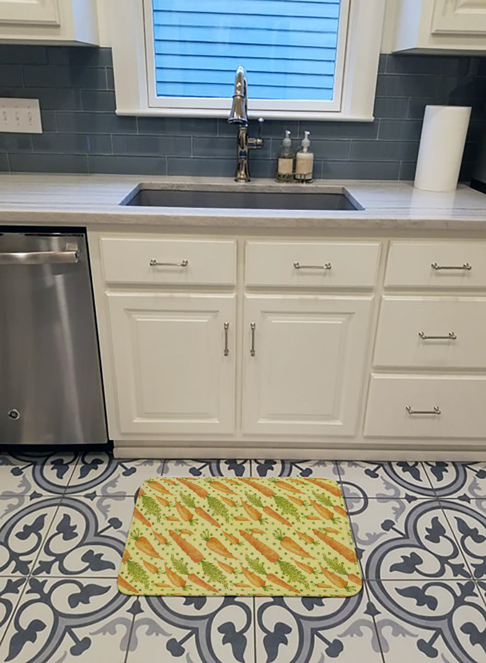 Watercolor Carrots Memory Foam Kitchen Mat Machine Washable Anti-Fatigue Cushion Comfort Bath or Kitchen Rug
