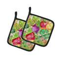Watercolor Vegetables Farm to Table Pot Holder Set of 2 Heat Resistant Quilted Hot Pads 7.5 x 7.5 Inch, Insulated Kitchen Trivets for Cooking & Baking