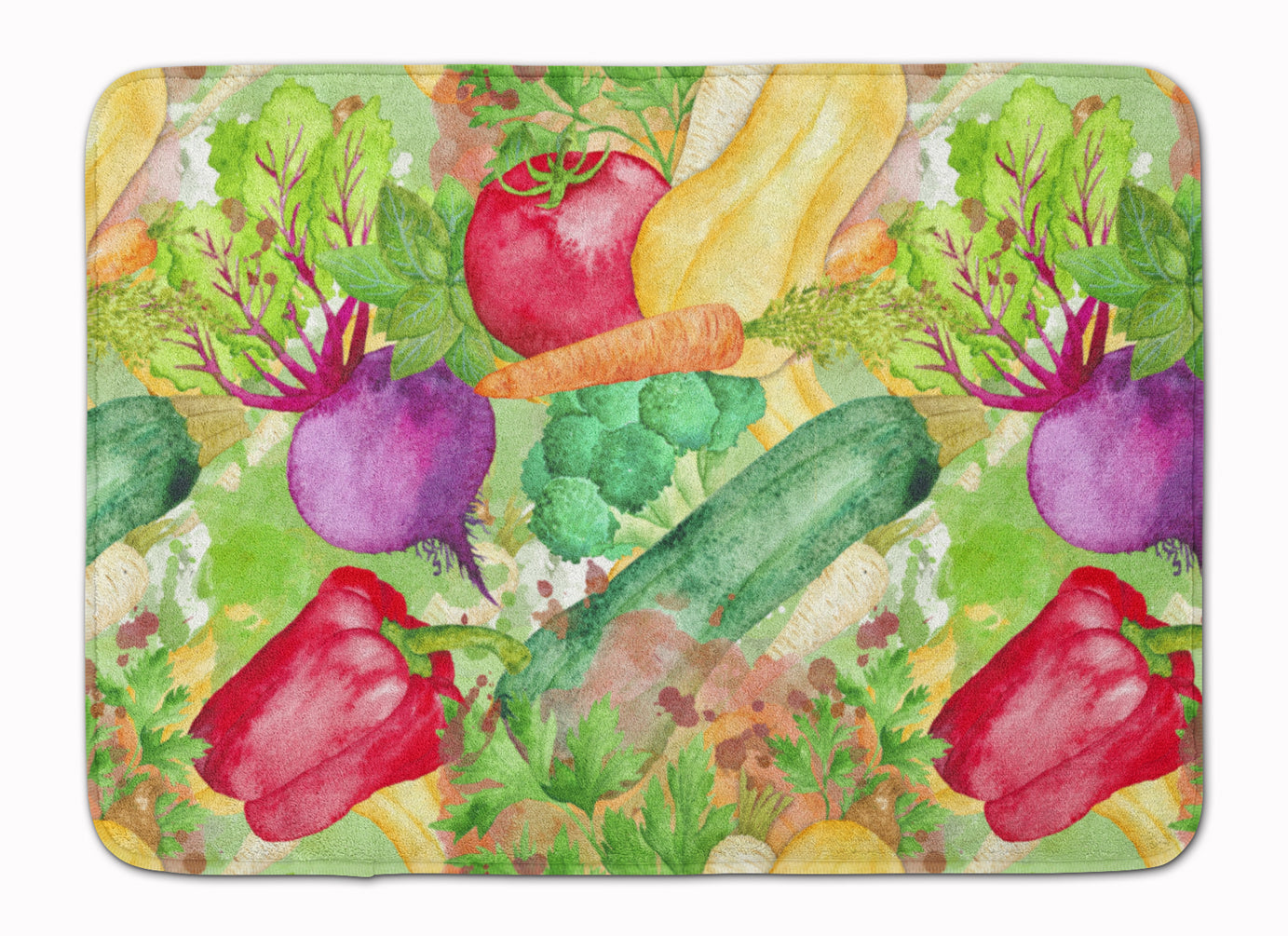 Watercolor Vegetables Farm to Table Memory Foam Kitchen Mat Machine Washable Anti-Fatigue Cushion Comfort Bath or Kitchen Rug