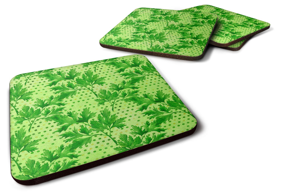 Watercolor Parsley Foam Coasters Set of 4 Cup Coasters for Indoor Outdoor, Tabletop Protection, Anti Slip, Mouse pad Material