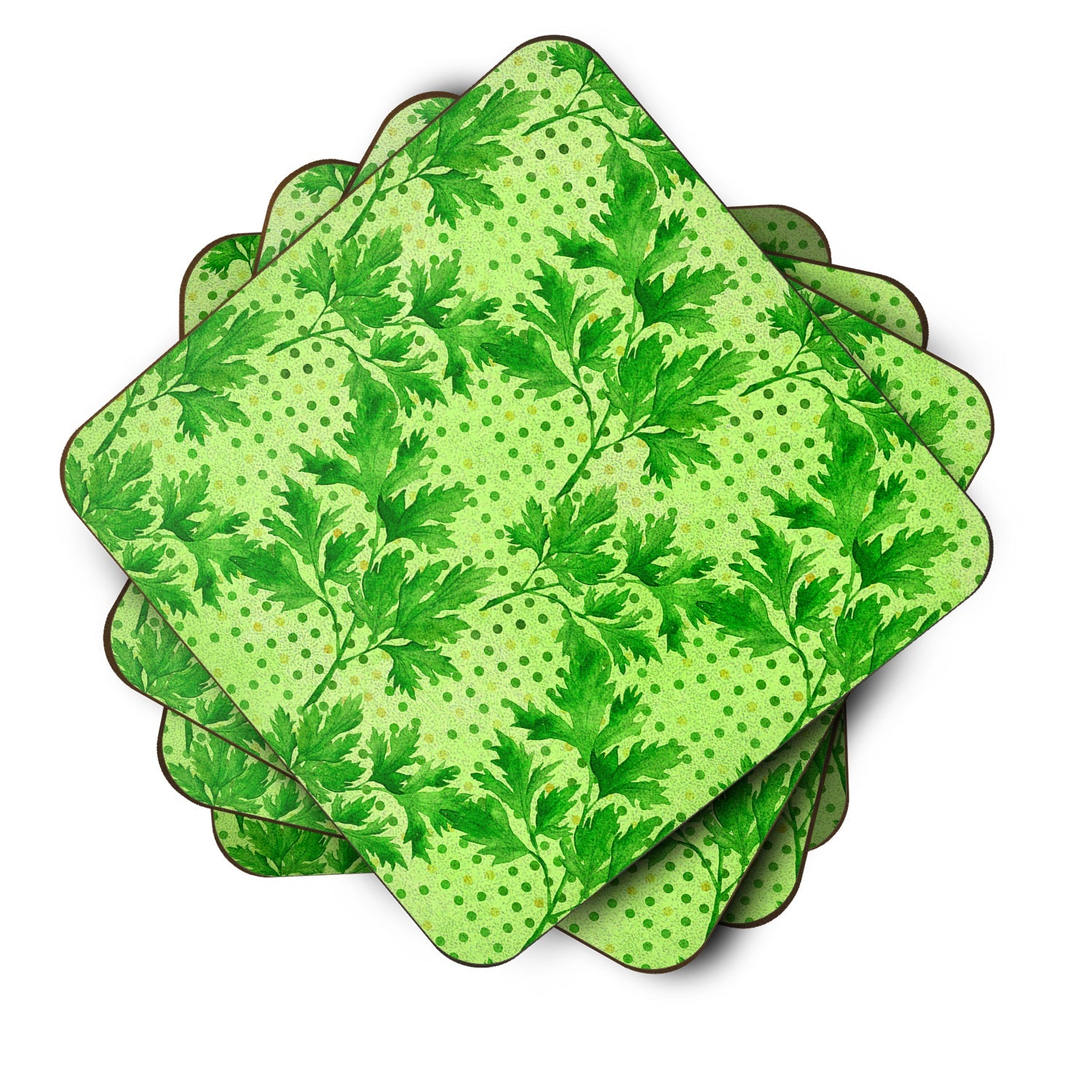 Watercolor Parsley Foam Coasters Set of 4 Cup Coasters for Indoor Outdoor, Tabletop Protection, Anti Slip, Mouse pad Material