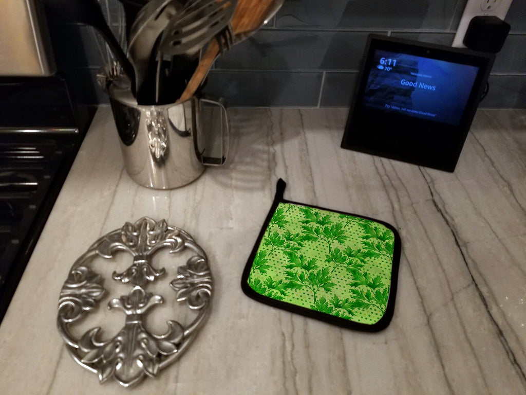 Watercolor Parsley Pot Holder Set of 2 Heat Resistant Quilted Hot Pads 7.5 x 7.5 Inch, Insulated Kitchen Trivets for Cooking & Baking