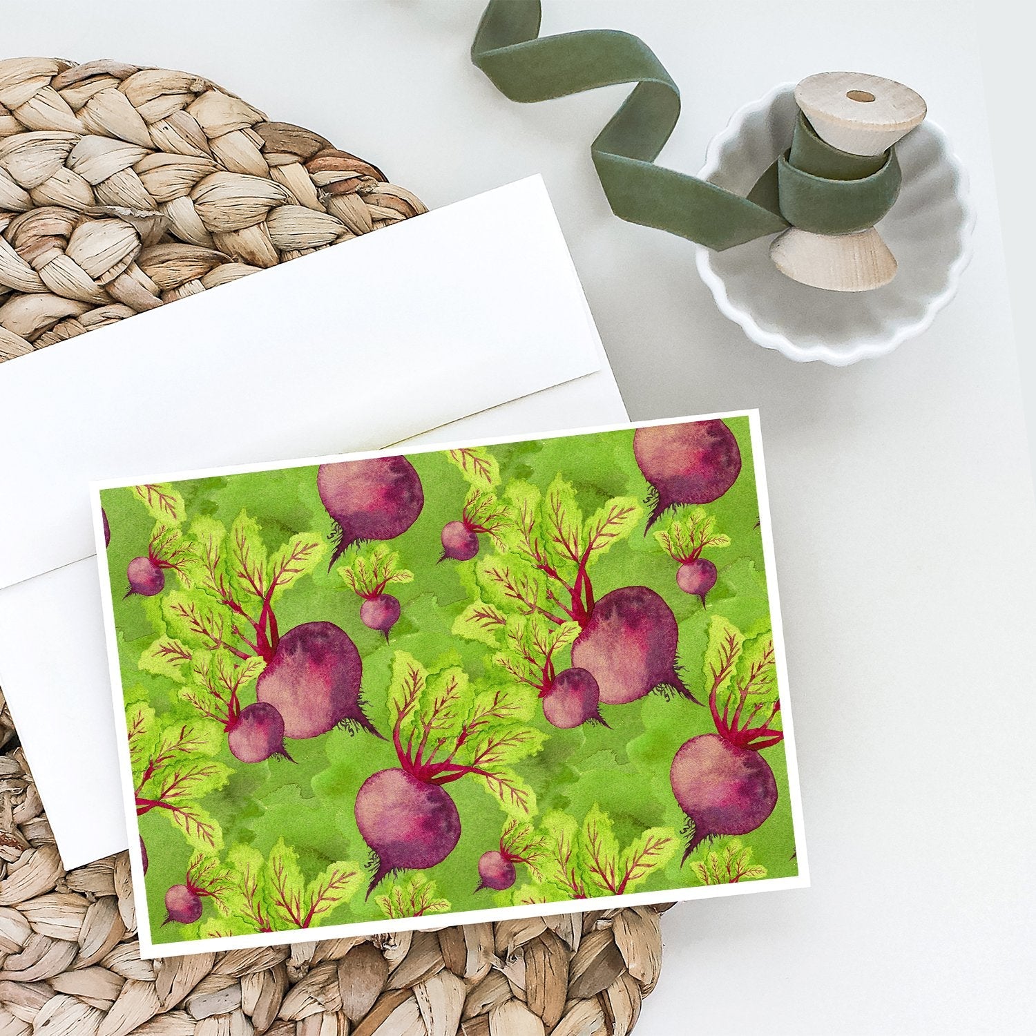 Watercolor Raddishes Greeting Cards Pack of 8 Blank Cards with Envelopes Whimsical A7 Size 5x7