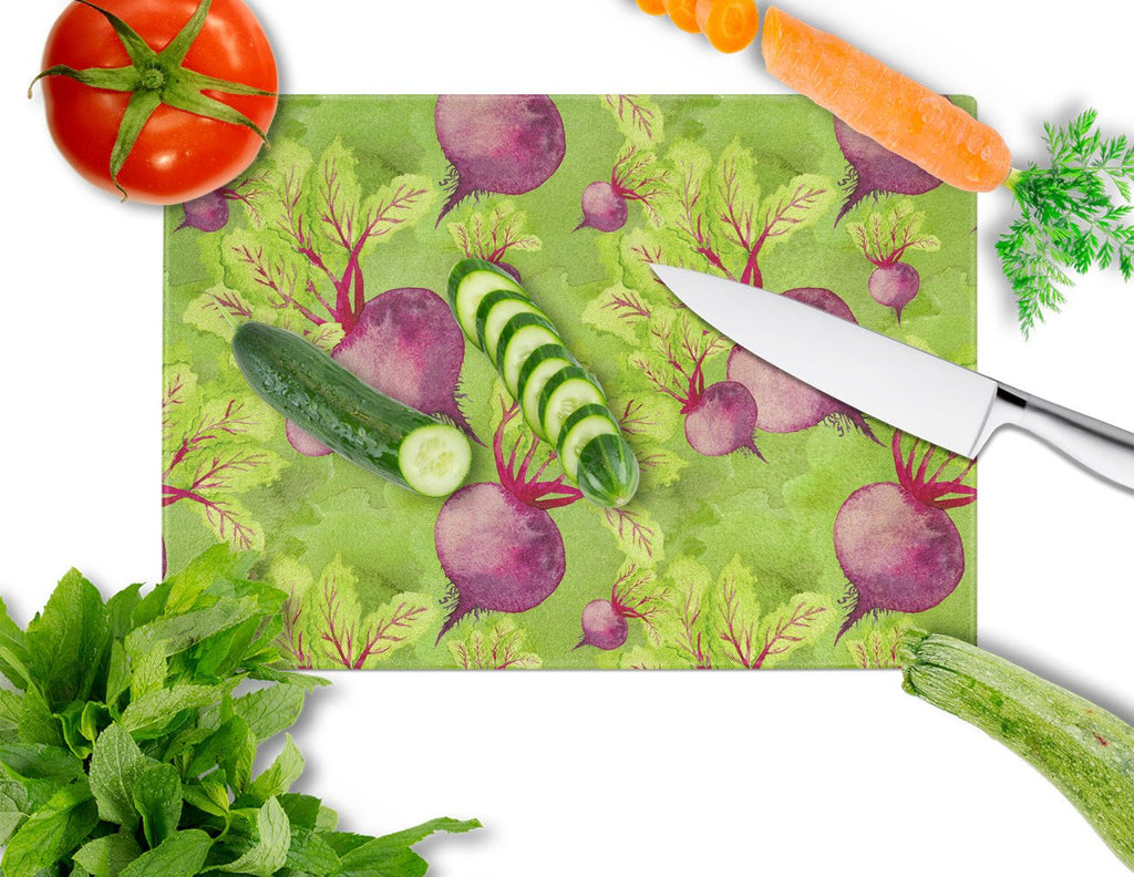 Watercolor Raddishes Cutting Board Tempered Glass Kitchen Cutting Surface, Heat Resistant Chopping, Non-Slip Feet, Food Prep & Serving