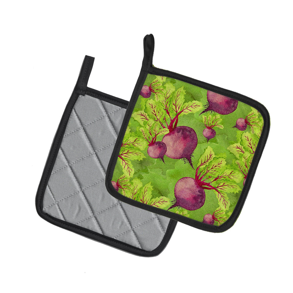 Watercolor Raddishes Pot Holder Set of 2 Heat Resistant Quilted Hot Pads 7.5 x 7.5 Inch, Insulated Kitchen Trivets for Cooking & Baking