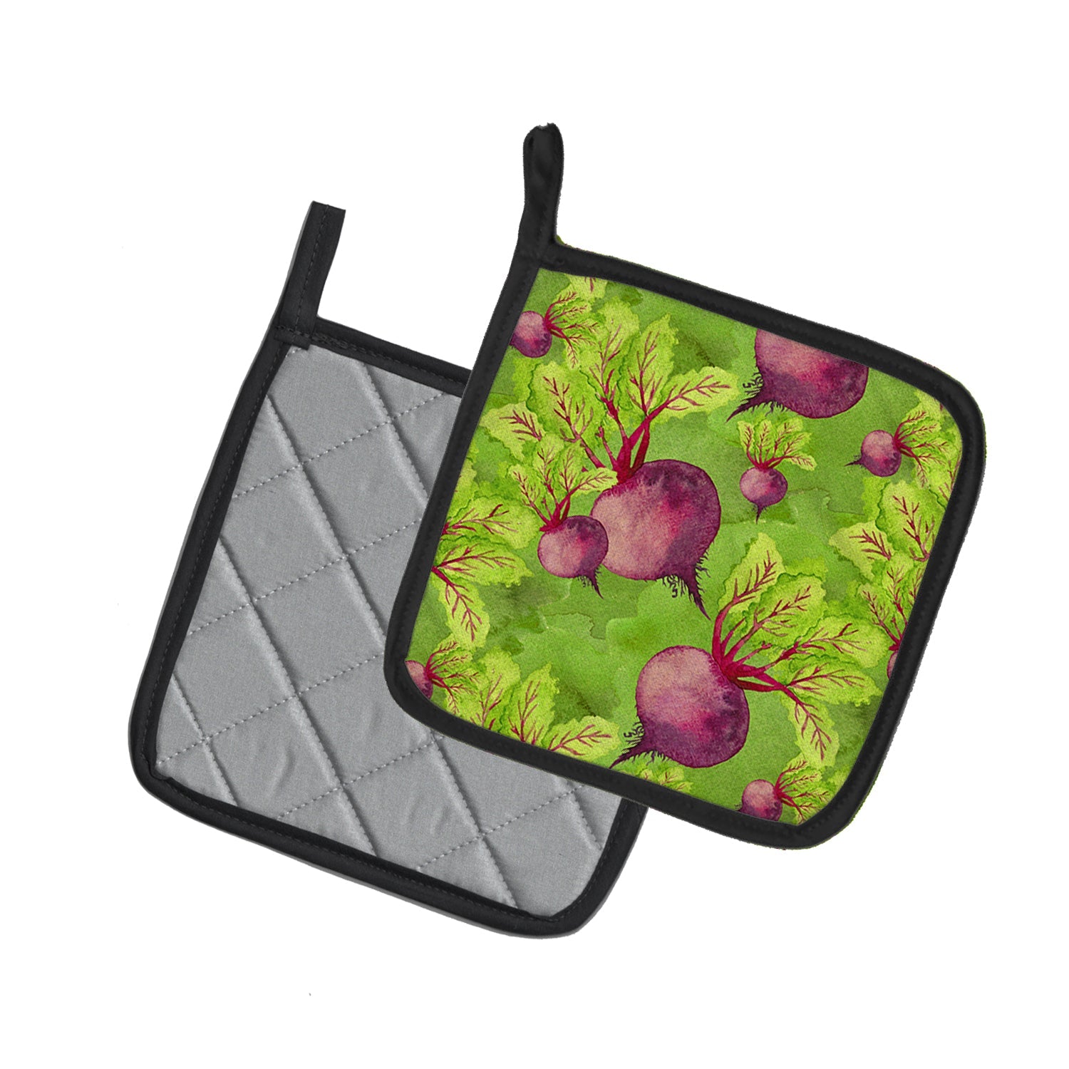Watercolor Raddishes Pot Holder Set of 2 Heat Resistant Quilted Hot Pads 7.5 x 7.5 Inch, Insulated Kitchen Trivets for Cooking & Baking