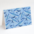 Watercolor Nautical Whales Greeting Cards Pack of 8 Blank Cards with Envelopes Whimsical A7 Size 5x7