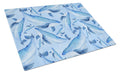 Watercolor Nautical Whales Cutting Board Tempered Glass Kitchen Cutting Surface, Heat Resistant Chopping, Non-Slip Feet, Food Prep & Serving