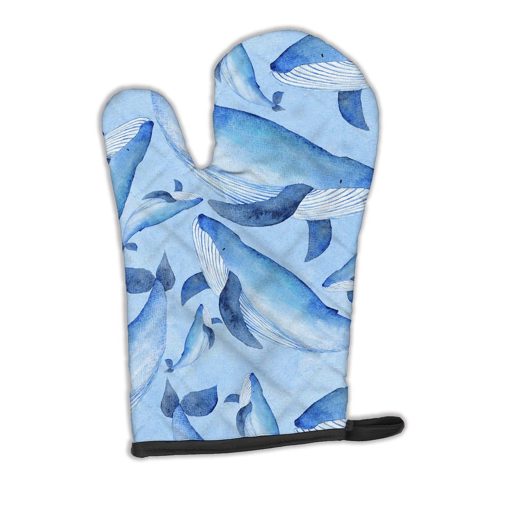Watercolor Nautical Whales Oven Mitt Heat Resistant Thick Oven Mitt for Hot Pans and Oven, Kitchen Mitt Protect Hands, Cooking Baking Glove