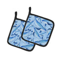 Watercolor Nautical Whales Pot Holder Set of 2 Heat Resistant Quilted Hot Pads 7.5 x 7.5 Inch, Insulated Kitchen Trivets for Cooking & Baking