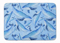 Watercolor Nautical Whales Memory Foam Kitchen Mat Machine Washable Anti-Fatigue Cushion Comfort Bath or Kitchen Rug