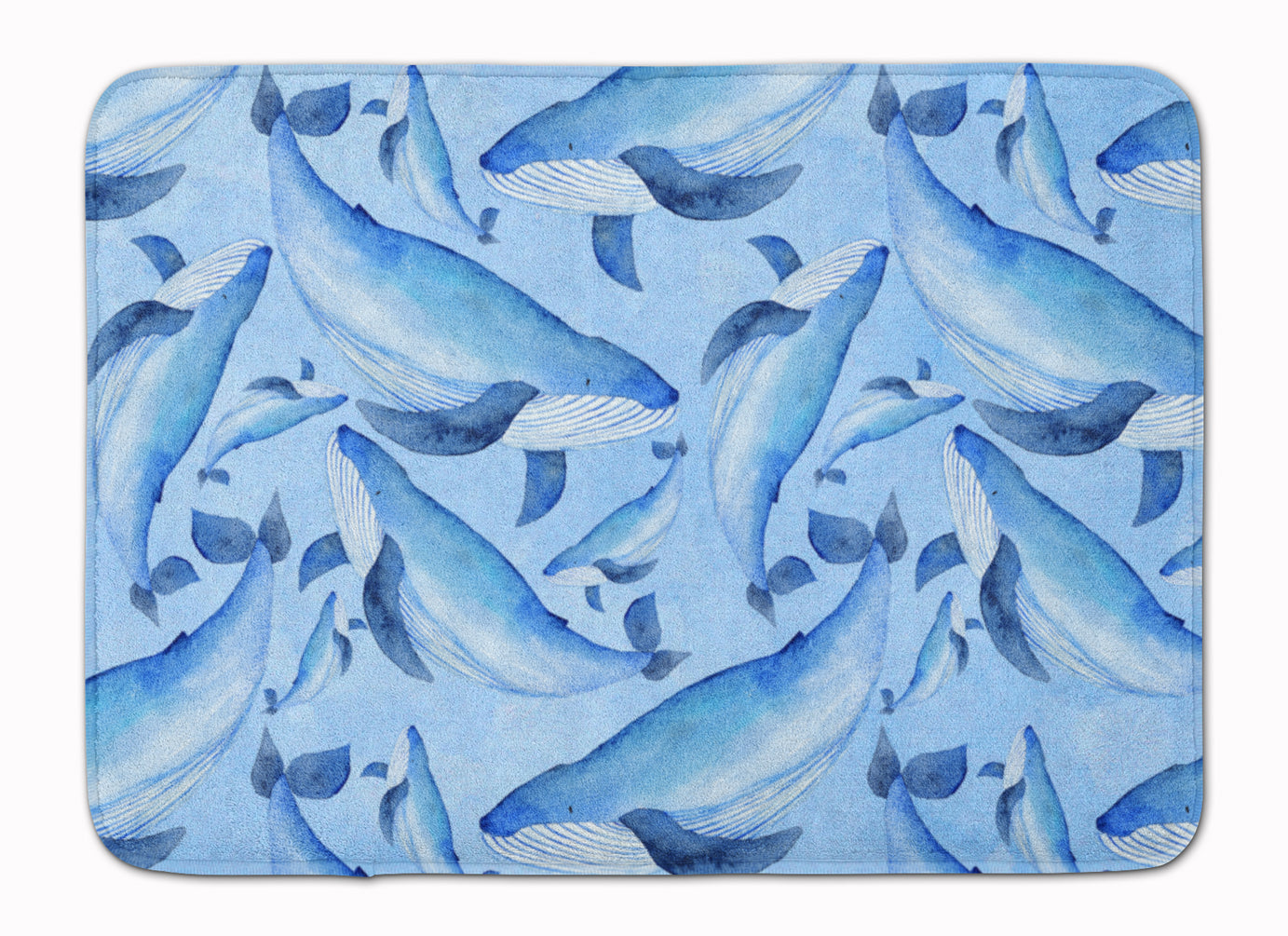 Watercolor Nautical Whales Memory Foam Kitchen Mat Machine Washable Anti-Fatigue Cushion Comfort Bath or Kitchen Rug