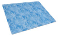 Watercolor Dark Blue Winter Snowflakes Cutting Board Tempered Glass Kitchen Cutting Surface, Heat Resistant Chopping, Non-Slip Feet, Food Prep & Serving