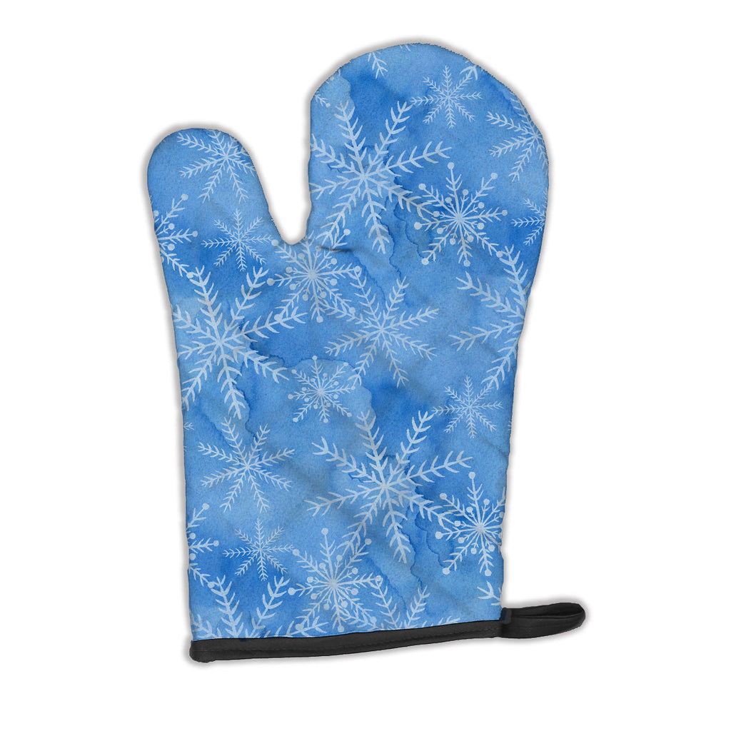 Watercolor Dark Blue Winter Snowflakes Oven Mitt Heat Resistant Thick Oven Mitt for Hot Pans and Oven, Kitchen Mitt Protect Hands, Cooking Baking Glove
