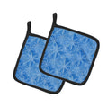 Watercolor Dark Blue Winter Snowflakes Pot Holder Set of 2 Heat Resistant Quilted Hot Pads 7.5 x 7.5 Inch, Insulated Kitchen Trivets for Cooking & Baking