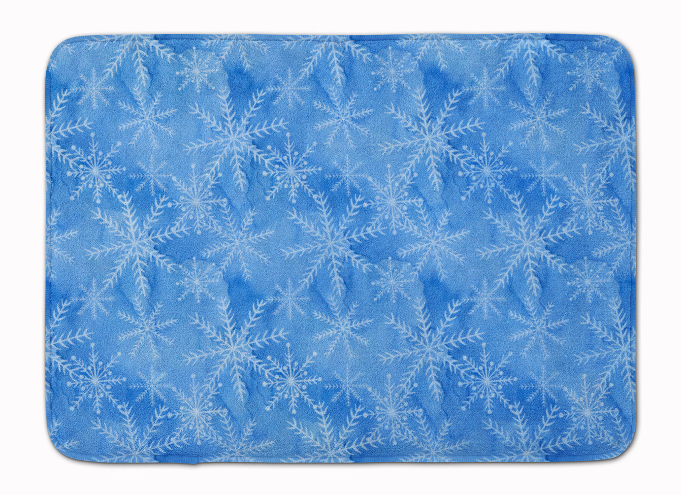 Watercolor Dark Blue Winter Snowflakes Memory Foam Kitchen Mat Machine Washable Anti-Fatigue Cushion Comfort Bath or Kitchen Rug