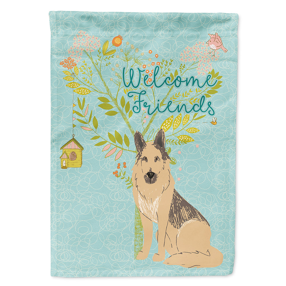 Welcome Friends German Shepherd House Flag 28x40 Porch Sleeve Pole Decorative Outside Yard Banner Artwork Wall Hanging, Polyester