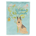 Welcome Friends German Shepherd House Flag 28x40 Porch Sleeve Pole Decorative Outside Yard Banner Artwork Wall Hanging, Polyester