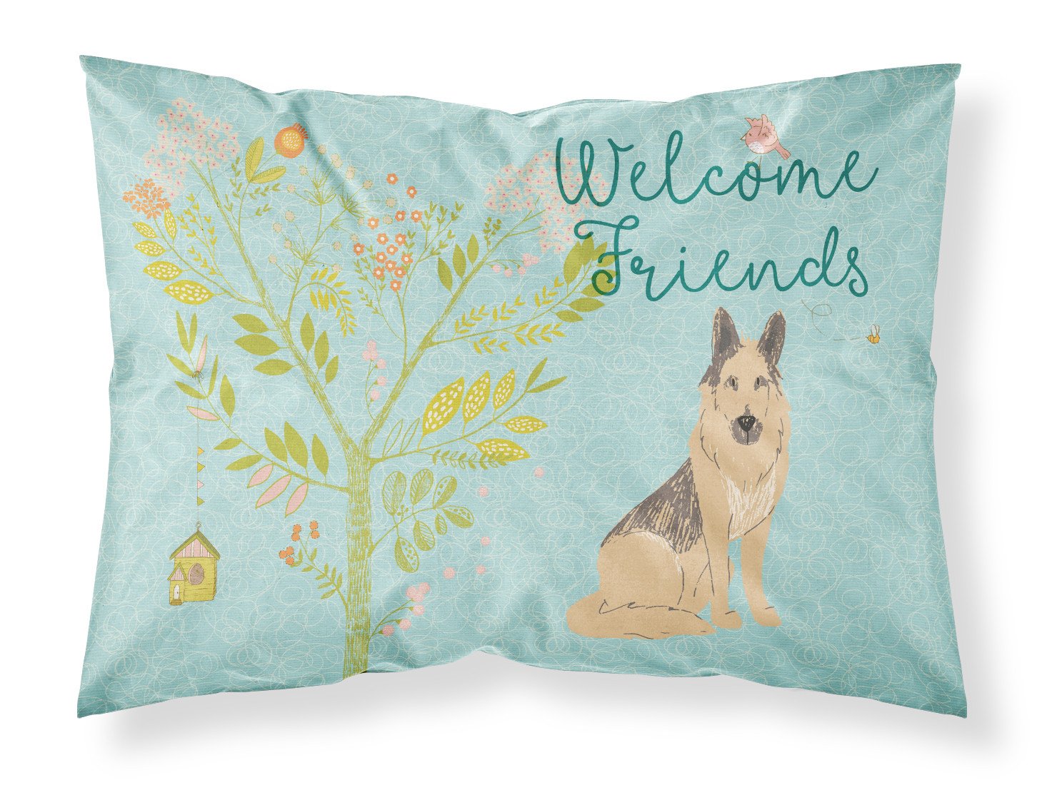 Welcome Friends German Shepherd Standard Pillowcase Lightweight Super Soft Easy Care Decorative Artwork Pillowcase, Standard