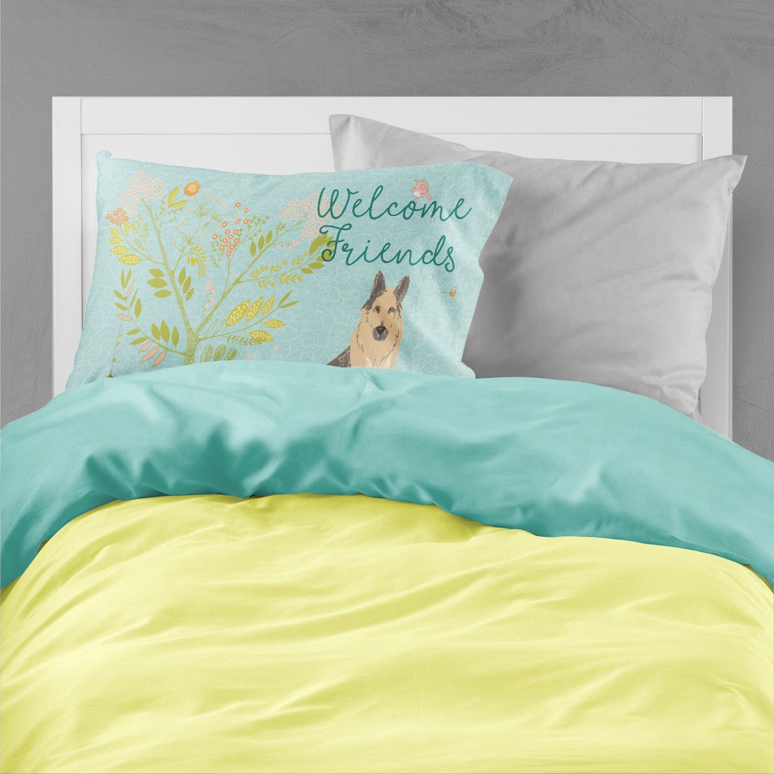 Welcome Friends German Shepherd Standard Pillowcase Lightweight Super Soft Easy Care Decorative Artwork Pillowcase, Standard