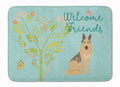 Welcome Friends German Shepherd Memory Foam Kitchen Mat Machine Washable Anti-Fatigue Cushion Comfort Bath or Kitchen Rug