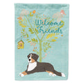 Welcome Friends Bernese Mountain Dog House Flag 28x40 Porch Sleeve Pole Decorative Outside Yard Banner Artwork Wall Hanging, Polyester