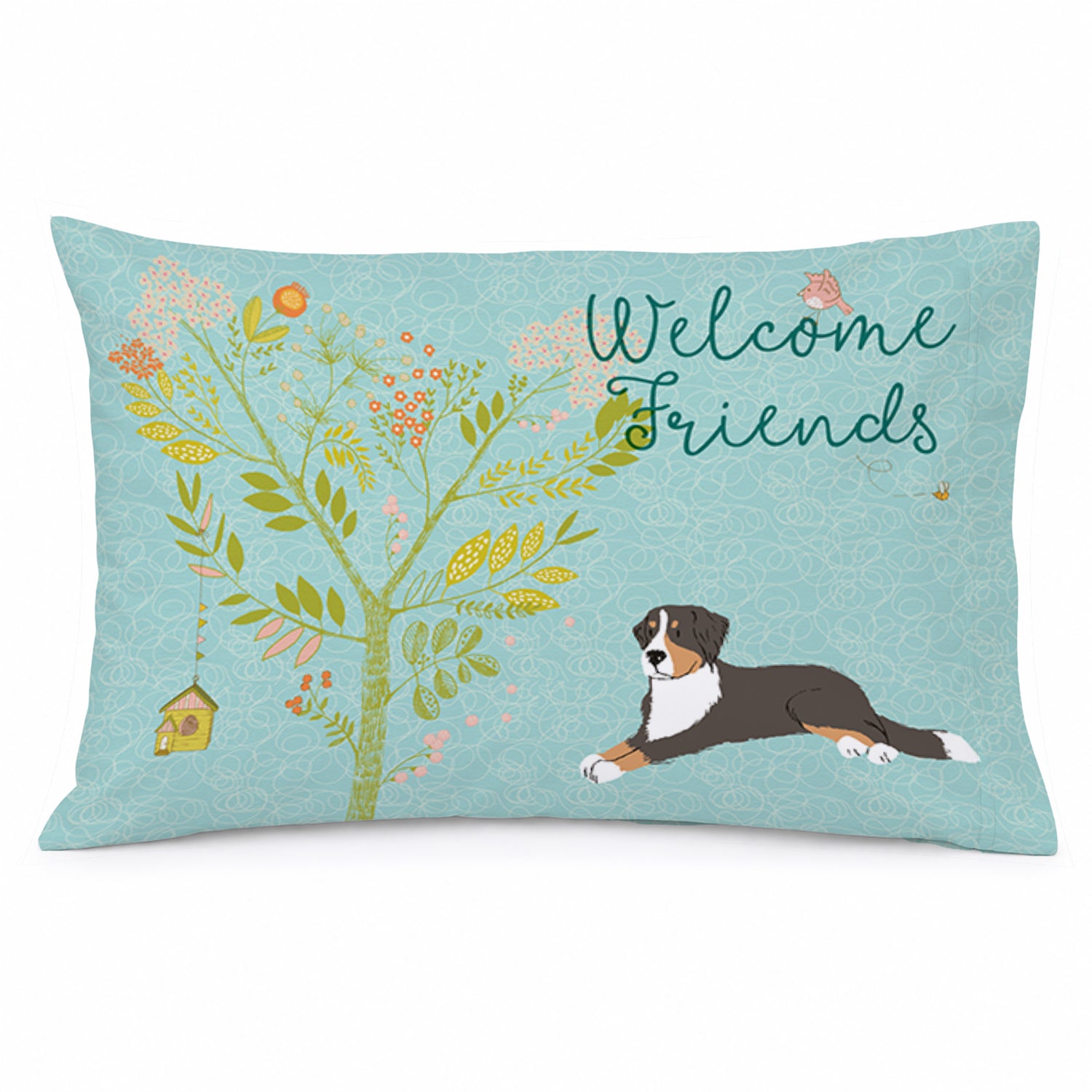 Welcome Friends Bernese Mountain Dog Standard Pillowcase Lightweight Super Soft Easy Care Decorative Artwork Pillowcase, Standard