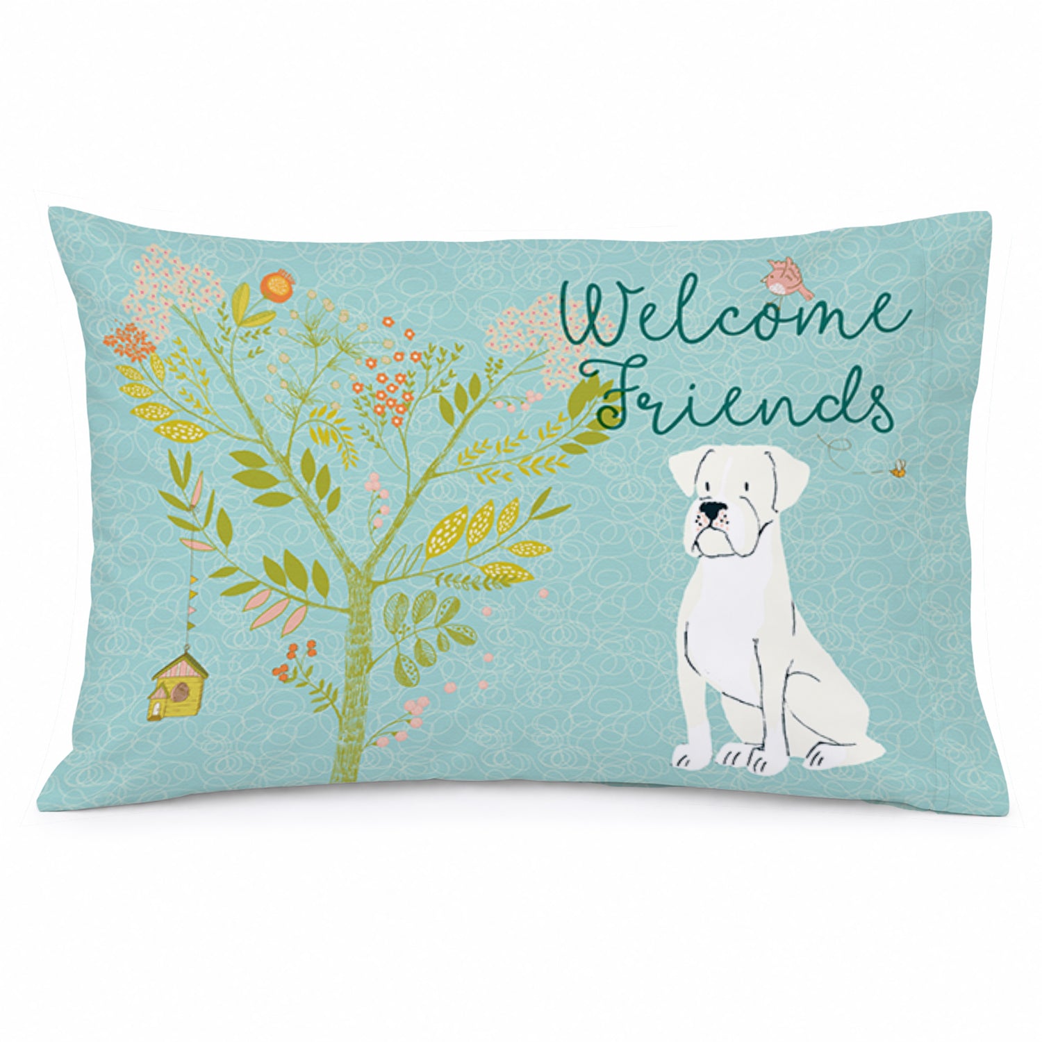Welcome Friends White Boxer Standard Pillowcase Lightweight Super Soft Easy Care Decorative Artwork Pillowcase, Standard