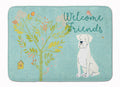 Welcome Friends White Boxer Memory Foam Kitchen Mat Machine Washable Anti-Fatigue Cushion Comfort Bath or Kitchen Rug
