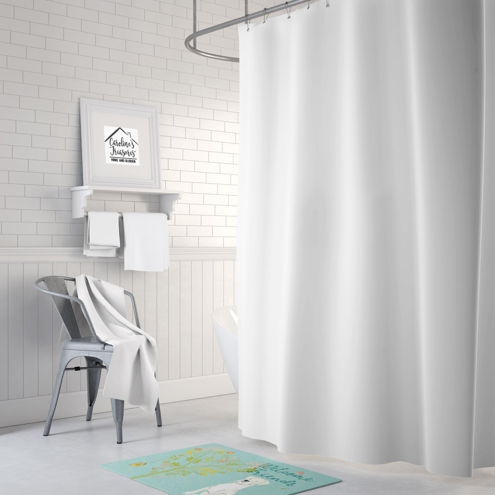 Welcome Friends White Boxer Memory Foam Kitchen Mat Machine Washable Anti-Fatigue Cushion Comfort Bath or Kitchen Rug