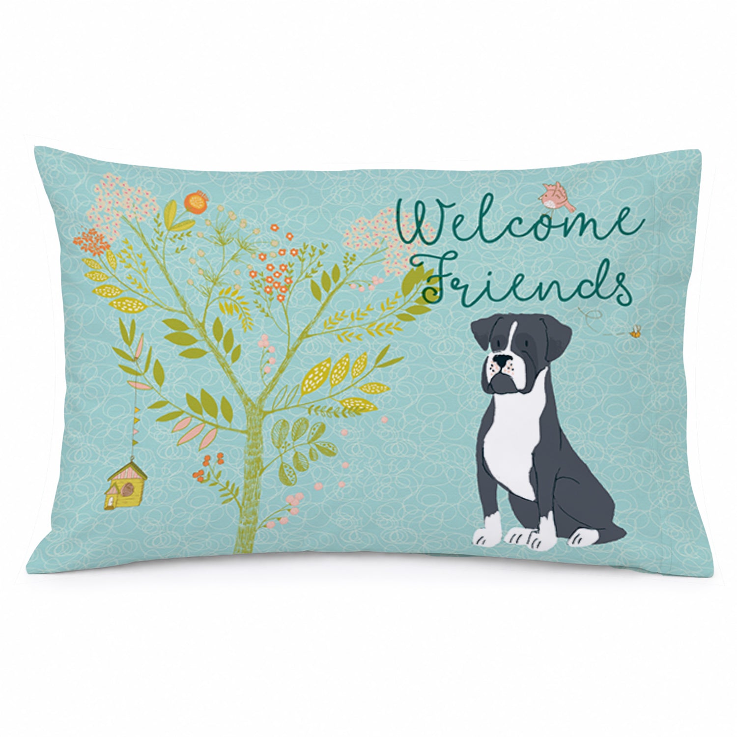 Welcome Friends Black Boxer Standard Pillowcase Lightweight Super Soft Easy Care Decorative Artwork Pillowcase, Standard