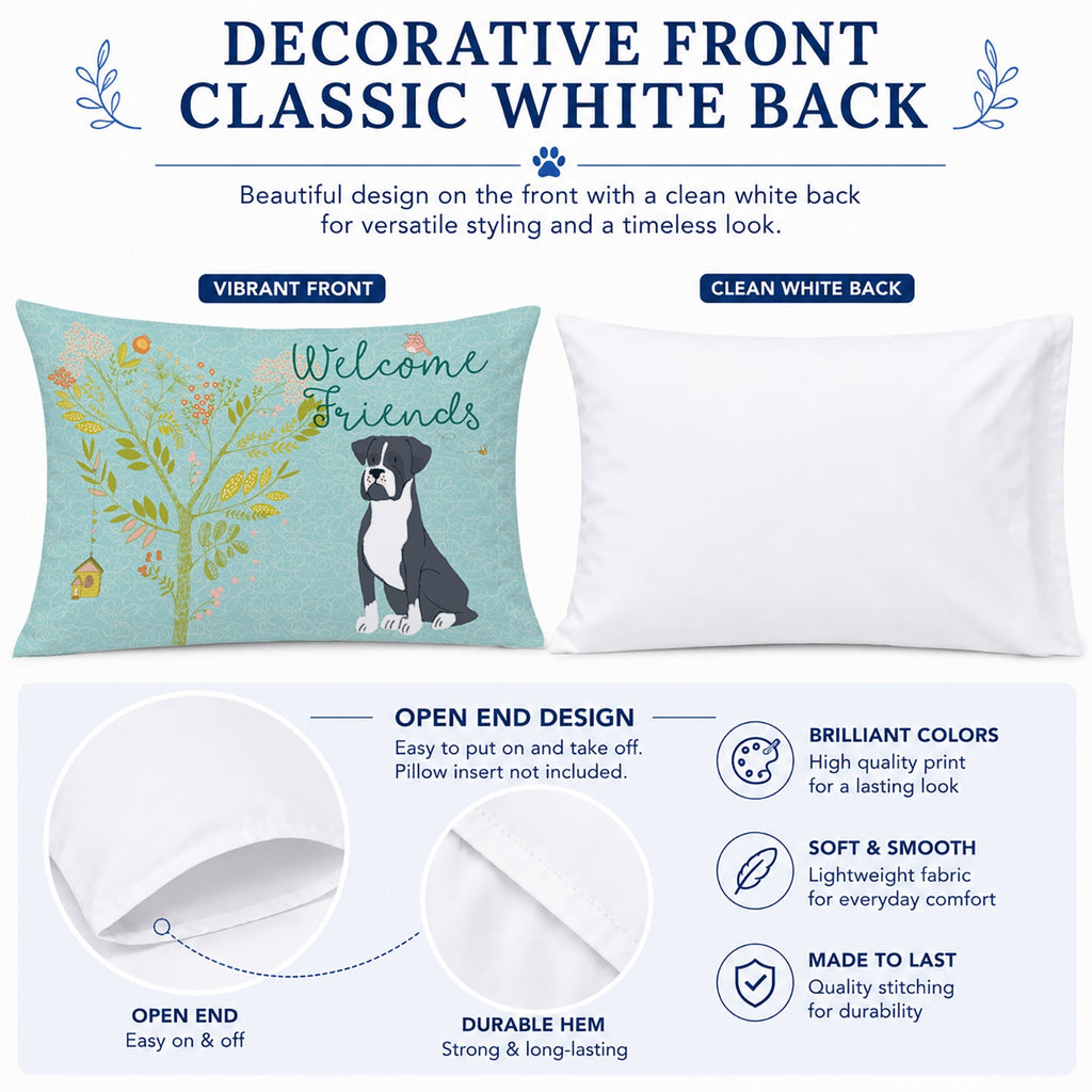 Welcome Friends Black Boxer Standard Pillowcase Lightweight Super Soft Easy Care Decorative Artwork Pillowcase, Standard
