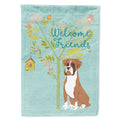 Welcome Friends Flashy Fawn Boxer House Flag 28x40 Porch Sleeve Pole Decorative Outside Yard Banner Artwork Wall Hanging, Polyester