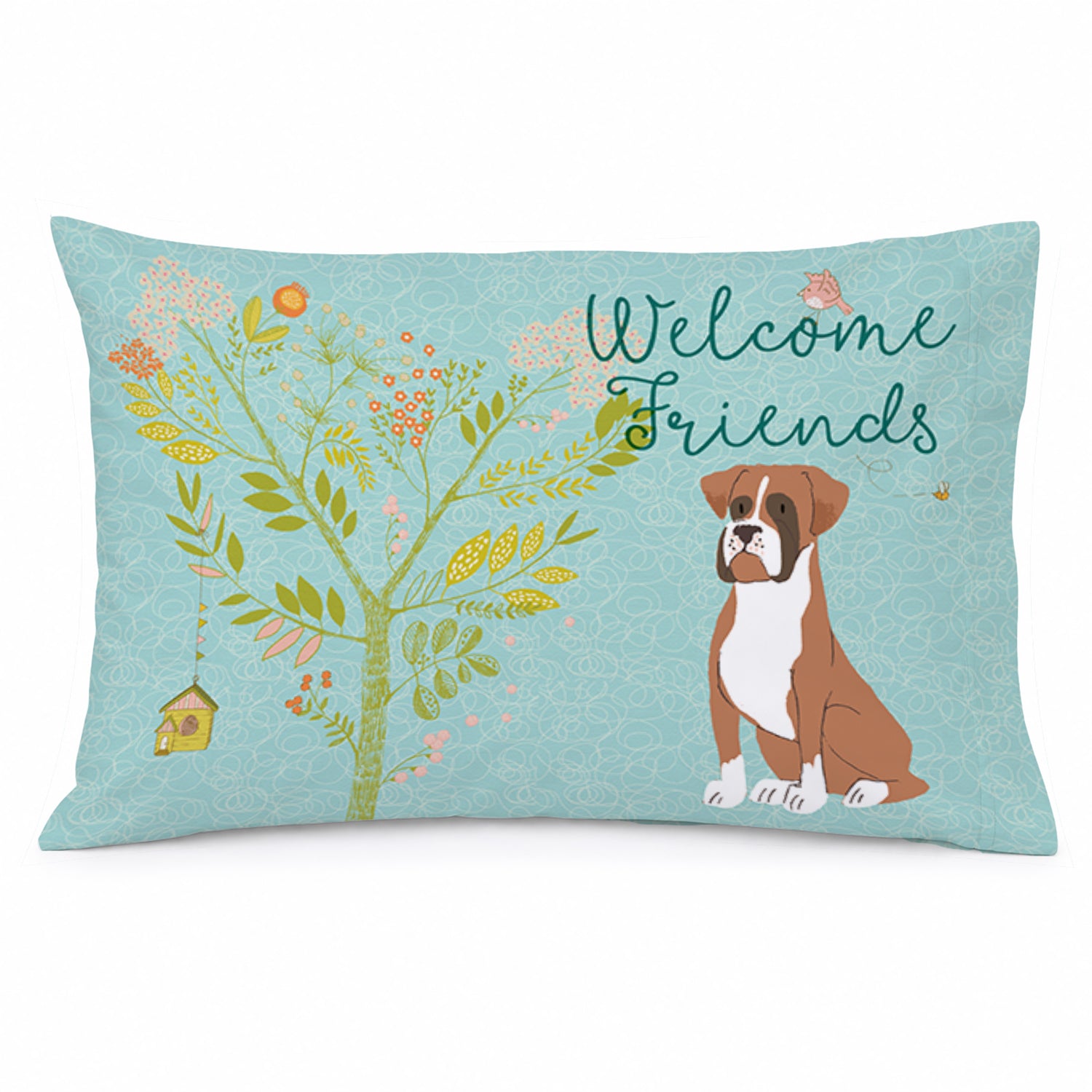 Welcome Friends Flashy Fawn Boxer Standard Pillowcase Lightweight Super Soft Easy Care Decorative Artwork Pillowcase, Standard