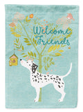 Welcome Friends Dalmatian House Flag 28x40 Porch Sleeve Pole Decorative Outside Yard Banner Artwork Wall Hanging, Polyester