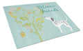 Welcome Friends Dalmatian Cutting Board Tempered Glass Kitchen Cutting Surface, Heat Resistant Chopping, Non-Slip Feet, Food Prep & Serving