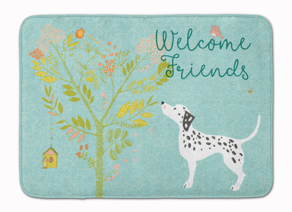 Welcome Friends Dalmatian Memory Foam Kitchen Mat Machine Washable Anti-Fatigue Cushion Comfort Bath or Kitchen Rug