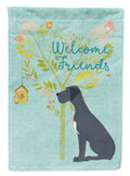 Welcome Friends Black Great Dane House Flag 28x40 Porch Sleeve Pole Decorative Outside Yard Banner Artwork Wall Hanging, Polyester