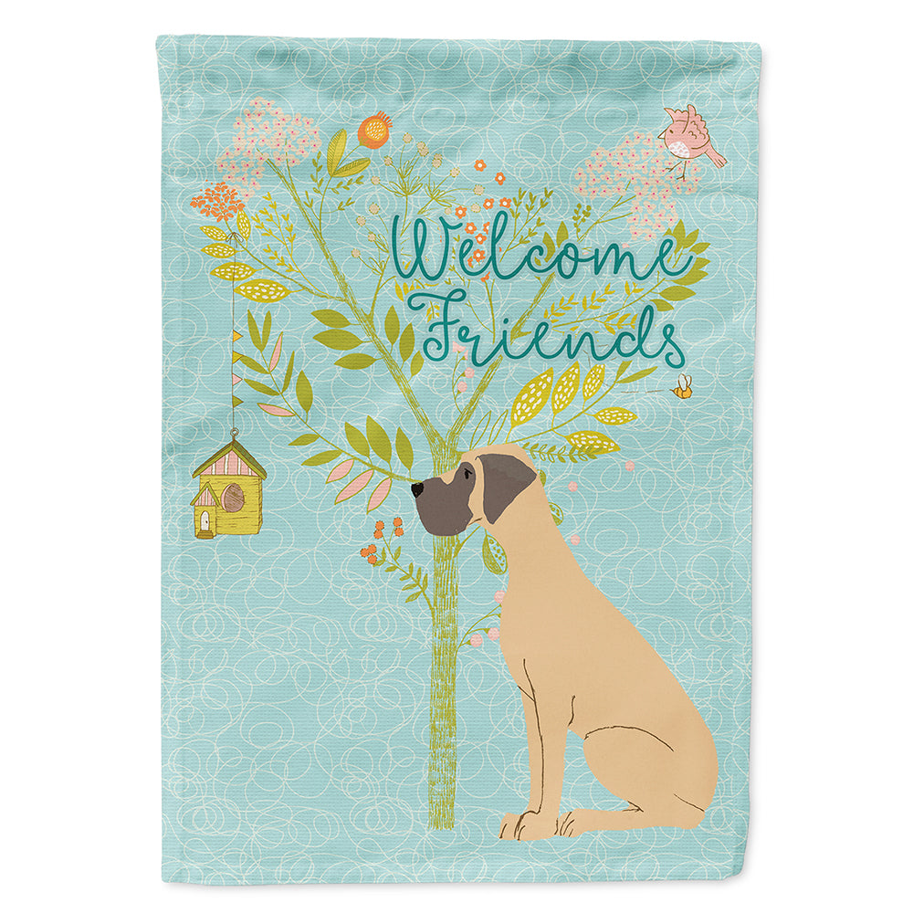 Welcome Friends Fawn Great Dane Natural Ears House Flag 28x40 Porch Sleeve Pole Decorative Outside Yard Banner Artwork Wall Hanging, Polyester