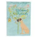 Welcome Friends Fawn Great Dane Natural Ears House Flag 28x40 Porch Sleeve Pole Decorative Outside Yard Banner Artwork Wall Hanging, Polyester