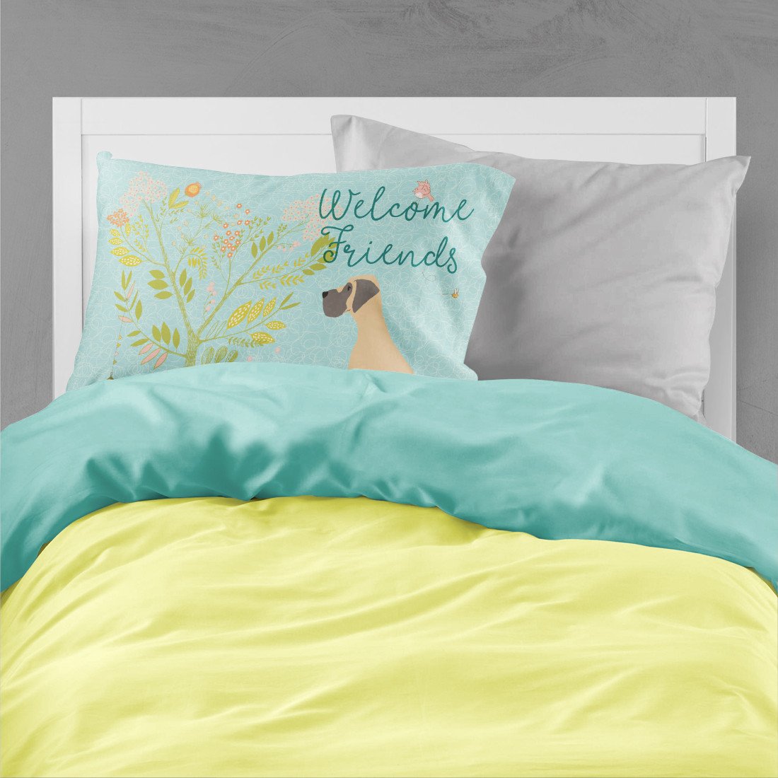 Welcome Friends Fawn Great Dane Natural Ears Standard Pillowcase Lightweight Super Soft Easy Care Decorative Artwork Pillowcase, Standard