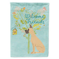 Welcome Friends Fawn Great Dane Cropped Ears House Flag 28x40 Porch Sleeve Pole Decorative Outside Yard Banner Artwork Wall Hanging, Polyester