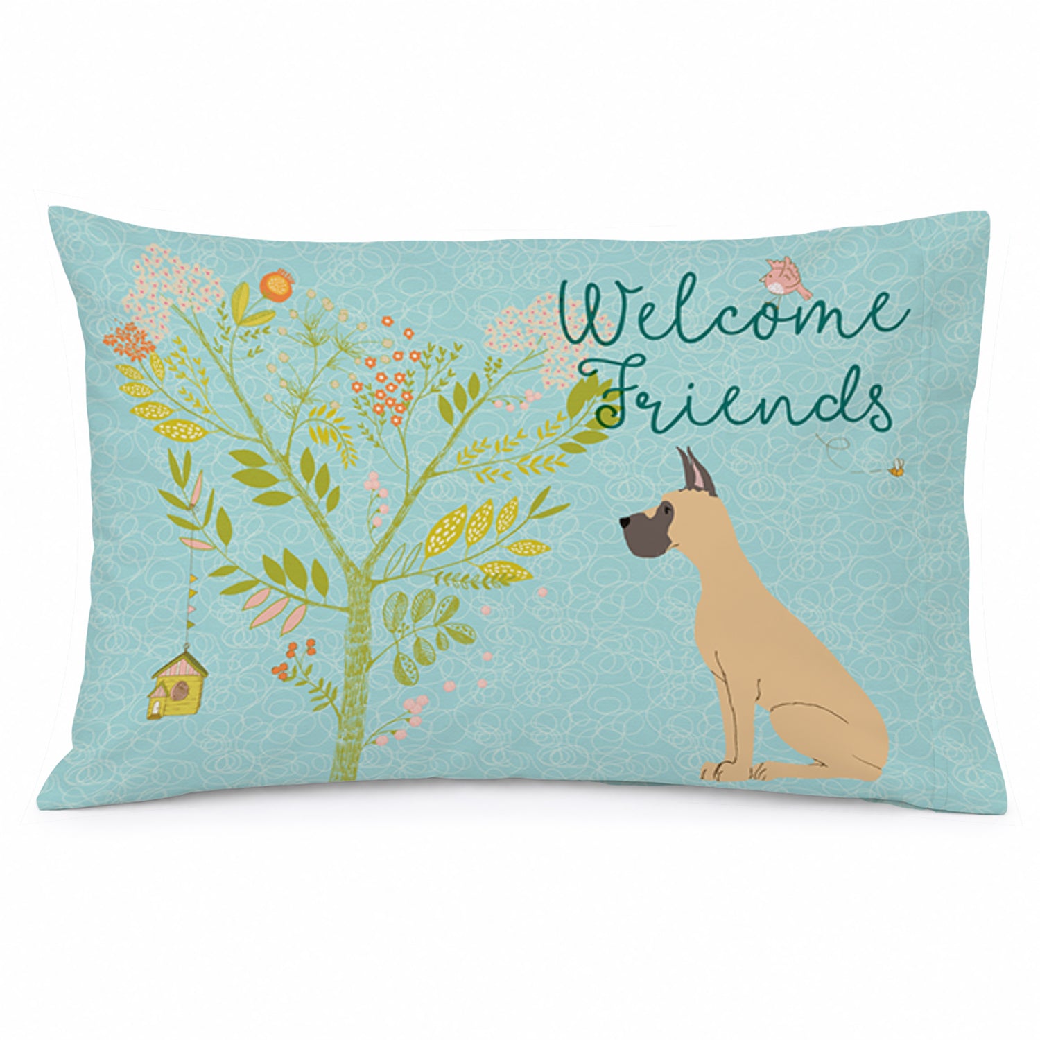 Welcome Friends Fawn Great Dane Cropped Ears Standard Pillowcase Lightweight Super Soft Easy Care Decorative Artwork Pillowcase, Standard