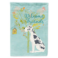 Welcome Friends Harlequin Great Dane House Flag 28x40 Porch Sleeve Pole Decorative Outside Yard Banner Artwork Wall Hanging, Polyester