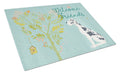 Welcome Friends Harlequin Great Dane Cutting Board Tempered Glass Kitchen Cutting Surface, Heat Resistant Chopping, Non-Slip Feet, Food Prep & Serving