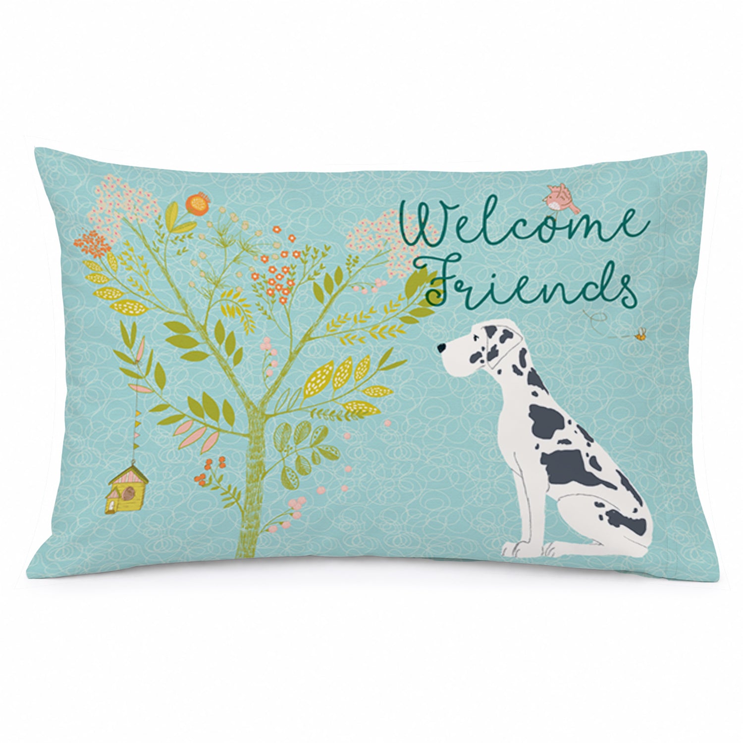 Welcome Friends Harlequin Great Dane Standard Pillowcase Lightweight Super Soft Easy Care Decorative Artwork Pillowcase, Standard